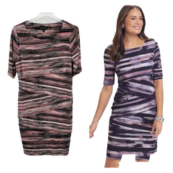 connected apparel Dresses & Skirts - Brandy Asymmetrical Bodycon Striped/Painted Dress Size 10